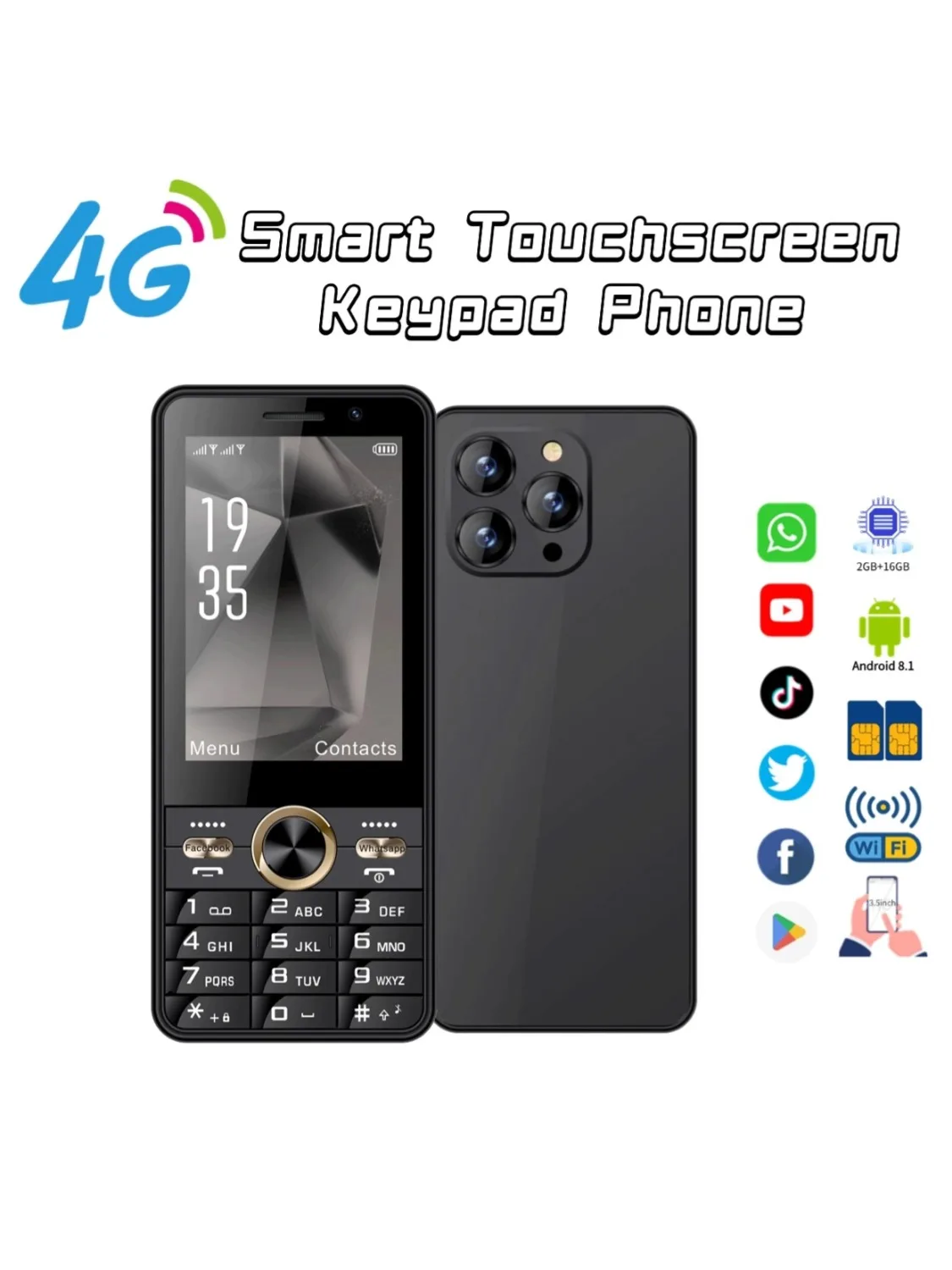 スマートスリムボタンAndroidシニアフォン3.5インチタッチ