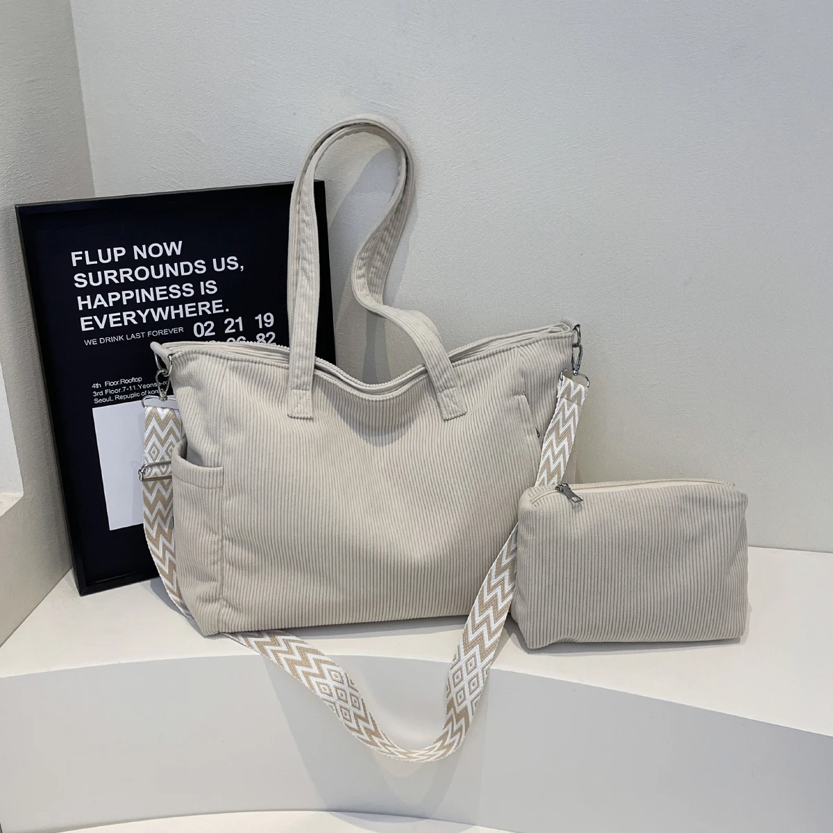 Casual and Lazy Style Bag for Women, Autumn and Winter New Fashion Corduroy Tote Bag, Large Capacity Commuter Shoulder Bag, Underarm Bag, Crossbody Bag