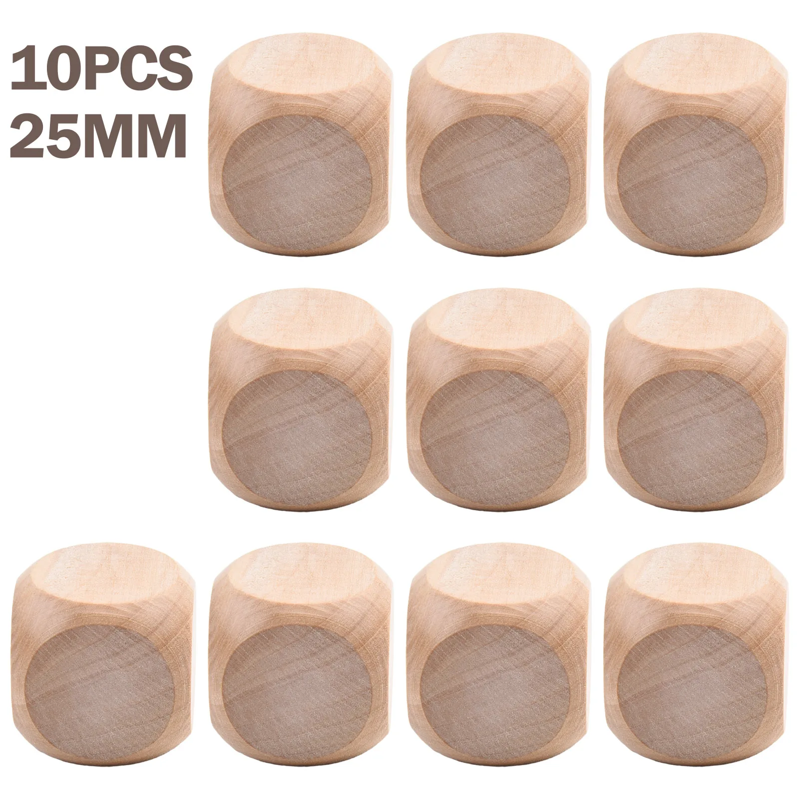 10PCS Blank Wooden Dice Unfinished Wood Cubes 8/12/16/20/22/25/28/30mm Unique Game Dice DIY Craft Printing Projects Chess Games