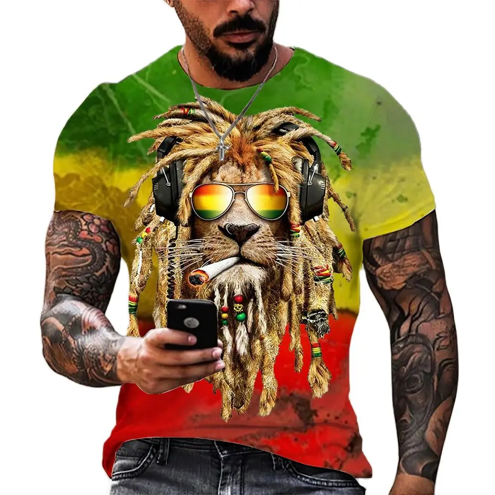 

2023 Embrace Your Wild Side with This Cool Lion T-Shirt for Men Summer Baggy Plus Size Tops