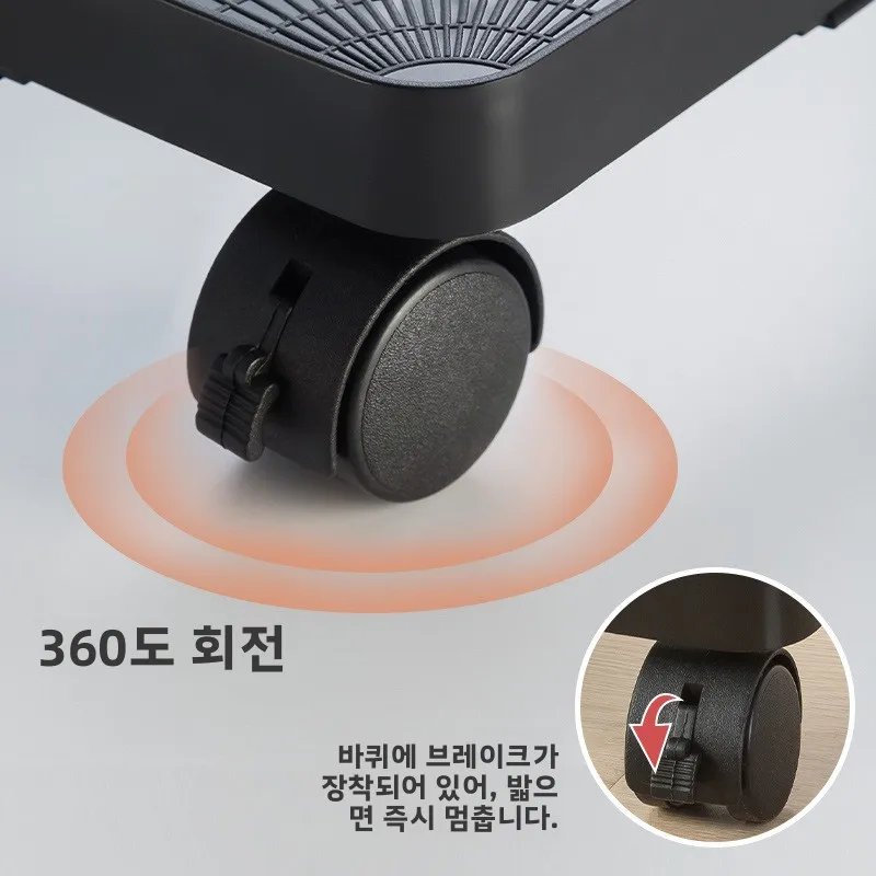 조정 가능한 크기의 컴퓨터 호스트 케이스 브래킷 범용 바퀴가 있는 모바일 스탠드 데스크탑 박스 지지대 높이 조절 베이스