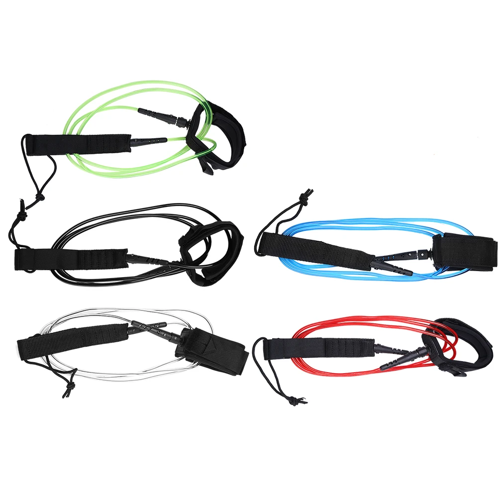 Surfboard Leash 6FT 5.5mm Anti-lost TPU Double Swivels Straight Rope Hook Loop Closure