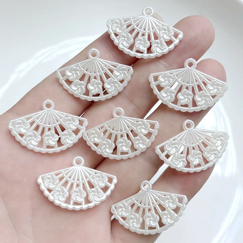 10pcs 30X20mm ABS fan-shaped bead pendant connector suitable for DIY earrings, necklaces, jewelry making, ABS beads with holes
