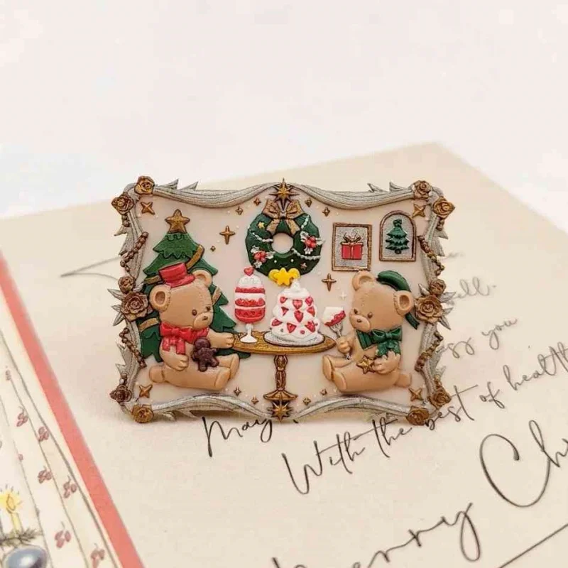 Creative Stamp Fire Stamp Wax Brass Head Christmas Bear Cake Opposite Embossed Peace Fruit Tree Wishing Socks Toy
