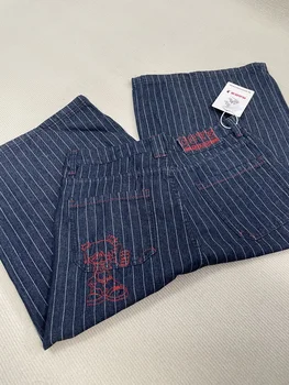 Jeans cargo al polpaccio azzurro da donna Harajuku Y2k Pantaloni larghi in denim Pantaloni jeans oversize giapponesi anni 2000 Abiti vintage 1