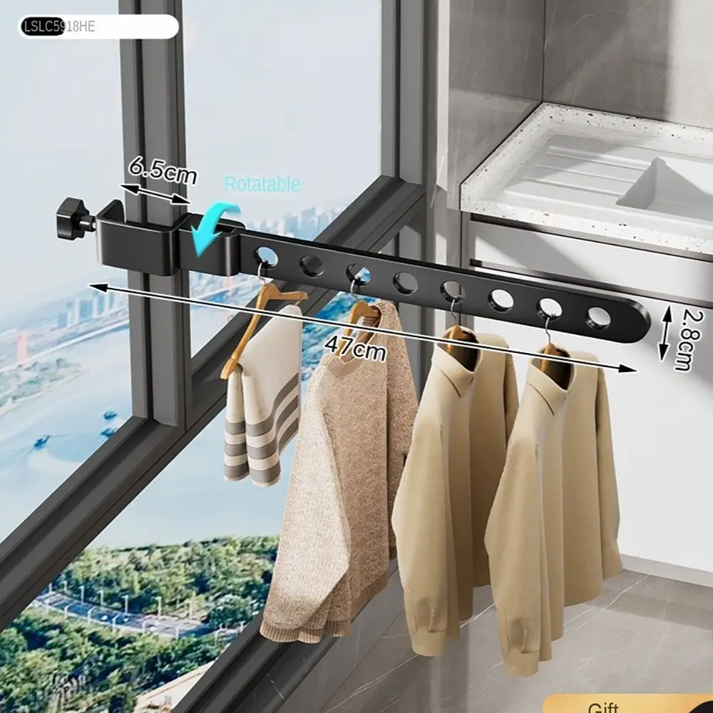 접이식 블랙 의류 걸이, 벽걸이 행어 건조 랙, 공간 절약형 알루미늄 의류 정리..