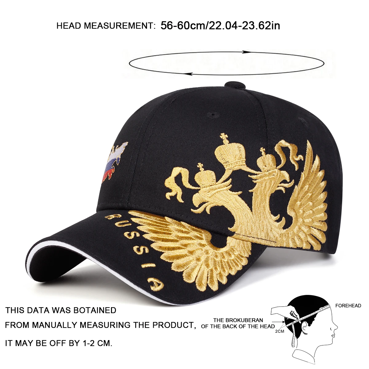 Unisex-Baseballmützen mit Karte von Russland, Stickerei, für Frühling und Herbst, verstellbare Freizeithüte für den Außenbereich, Sonnenschutzhut, Sportmütze – Detail 8