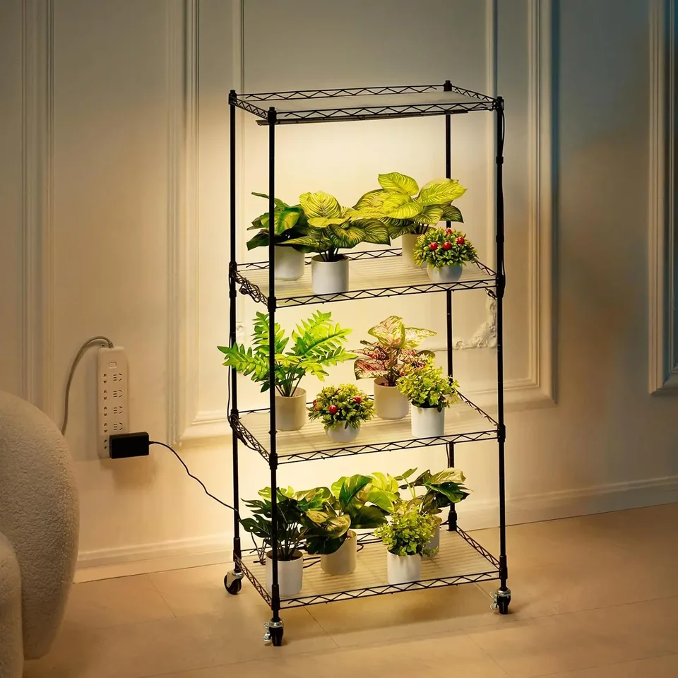 4 Tier Indoor Plant Stand with Grow Light