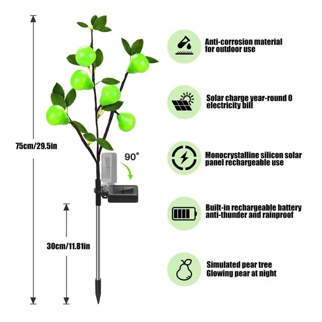 Napenergia Kerti Lámpák Kültéri Vízálló Gyeplámpák Táj Világító Terasz Villa Udvari Dekoráció - Image 6