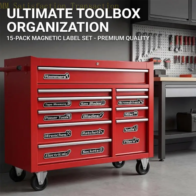 다양한 도구 식별 용도를 위해 여러 금속 표면에 적합한 15개의 자기 배지 정리함이 포함된 AXYB 팩