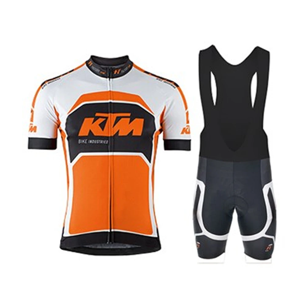Ktm Bicycles Cycling Jersey Set Mtb Mens Cycling Maillot Summer Cycle T-Shirt Pantaloncini Con Bretelle Suit Triathlon Mountain Bike Clothes