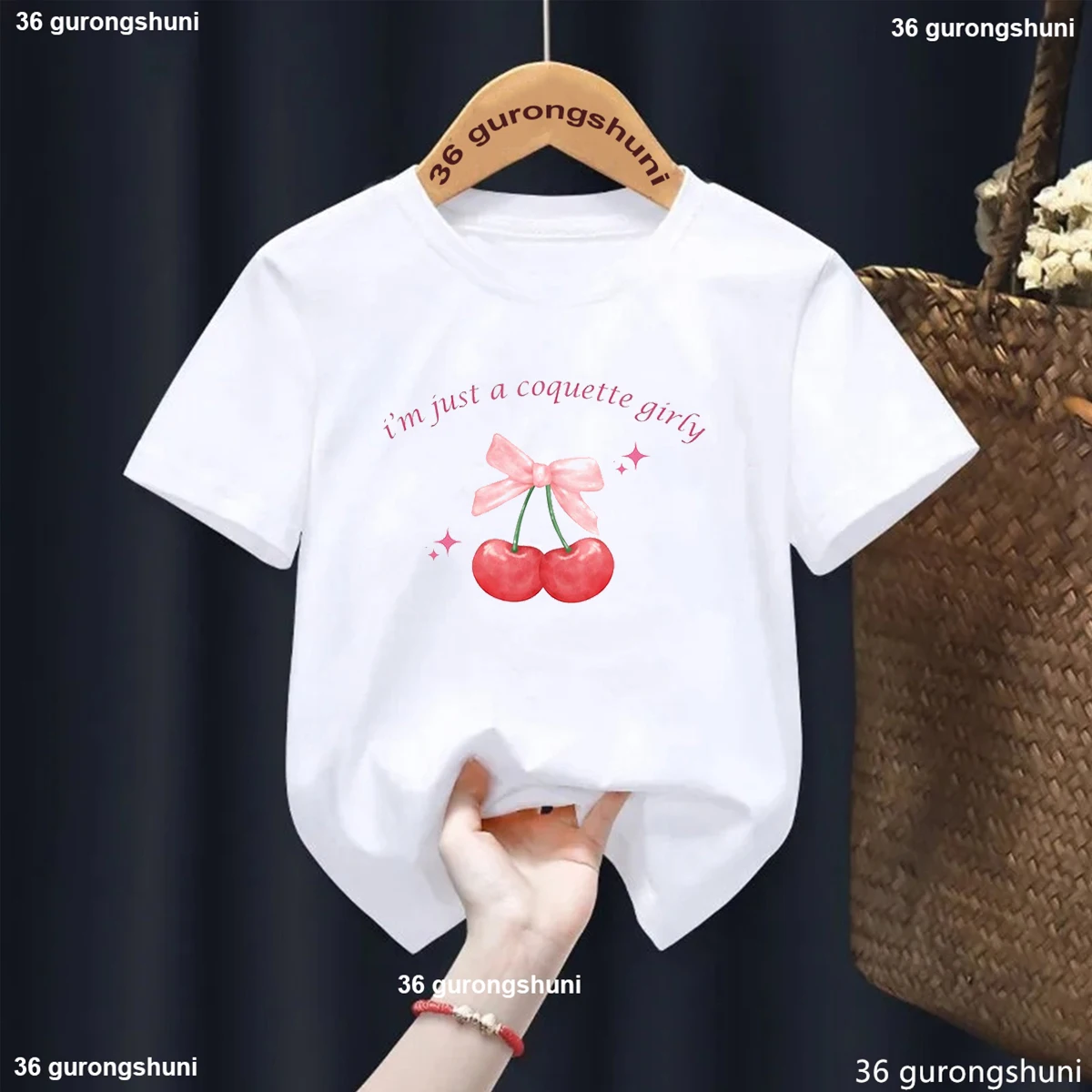 Summer Girls Short Sleeved T-Shirt Kids Top Toddler Fashion Bowtie Print O-Neck Short Sleeved Tee Children'S Candy Color Clothes 5