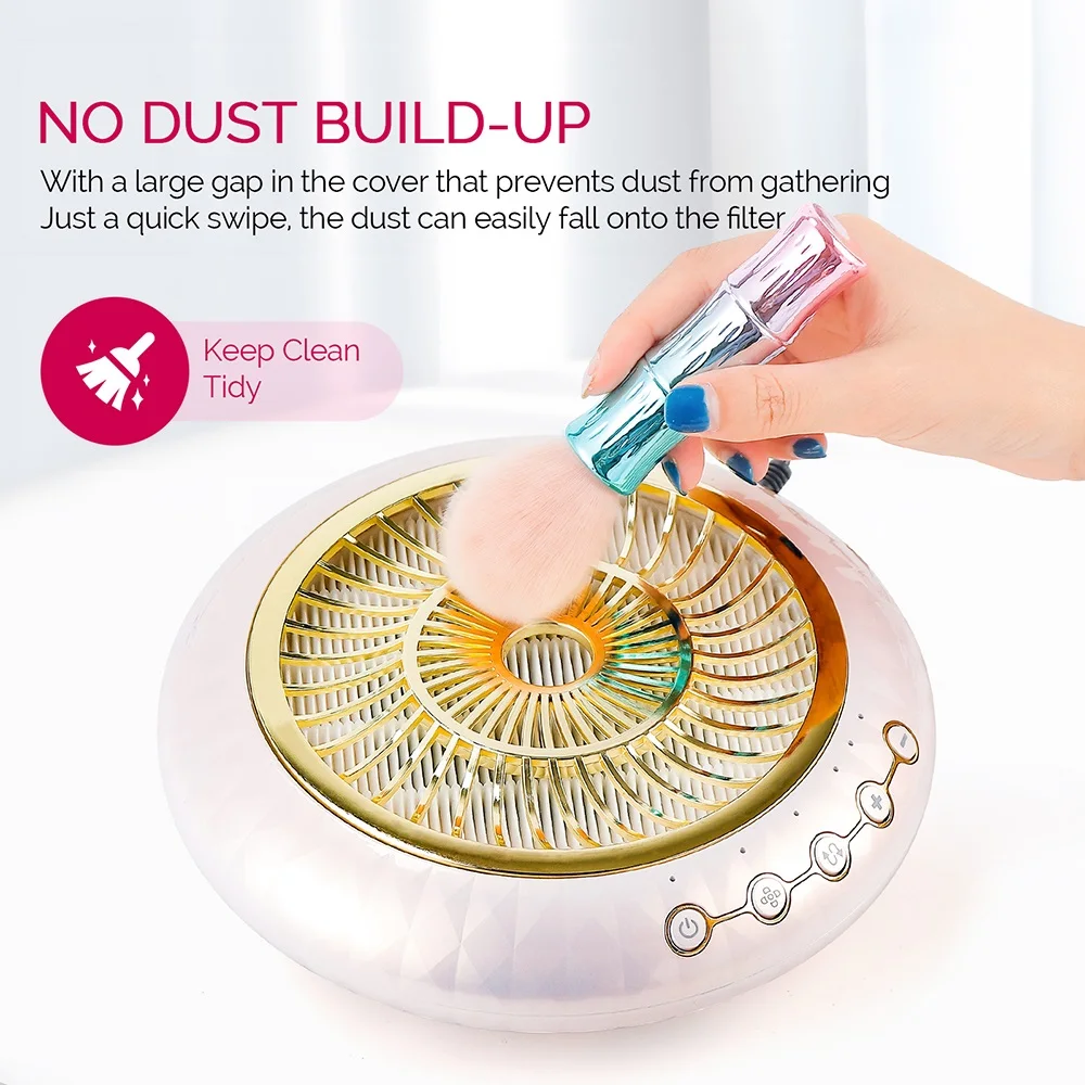 80W Powerful Suction Low Noise Brushless Nail Dust Collector Dust Extractor Nail Art Manicure Nail Vacuum Cleaner With 2 Filter