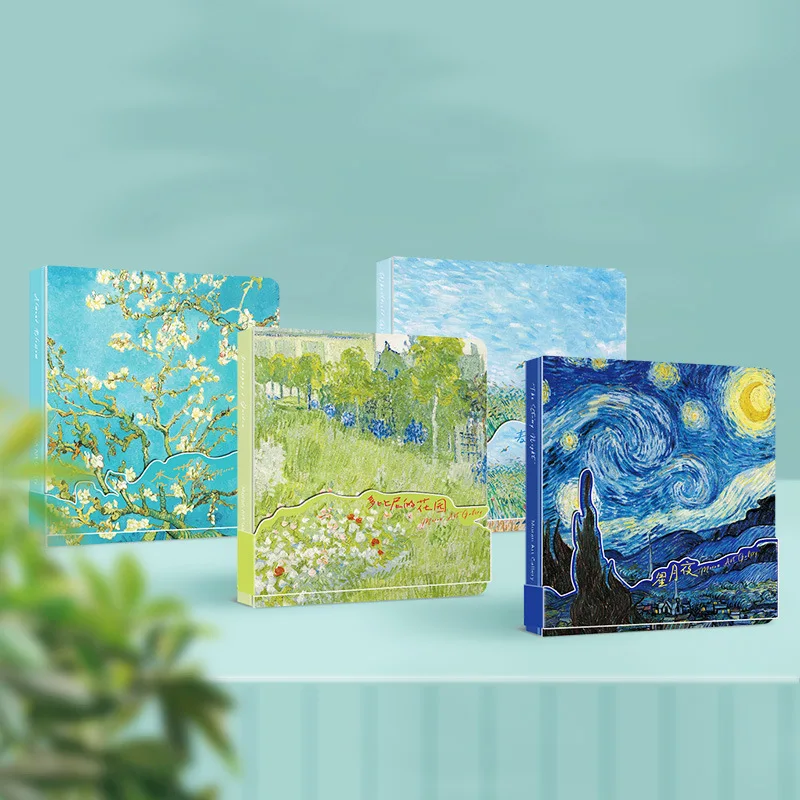 정사각형 노트 Monet Van Gogh의 유명한 그림 빈 내부 저널 일기장 사무실 학교 용품 문구