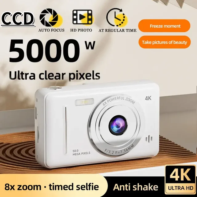 4K Digital Camera 5000W Pixel Retro CCD, Dual Camera with Flash & Auto Focus 2