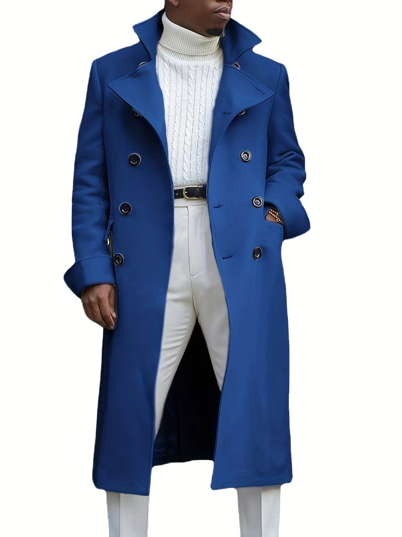 Men Autumn Winter Double-breasted Trench Coat