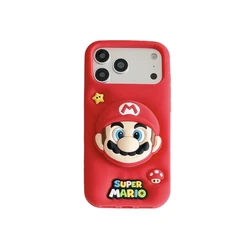 3D Stereoscopic Cute Cartoon Stand Holder Phone Case - Soft Silicone Cover - iPhone 15 (A)