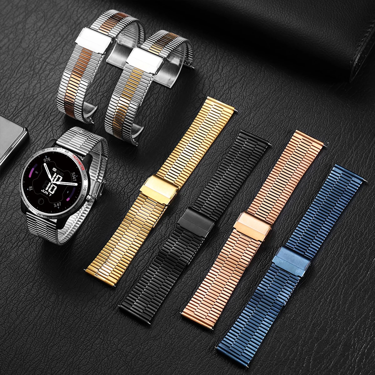 Premium Stainless Steel Quick Release Watch Strap - Universal Fit 20mm/22mm Metal Bracelet