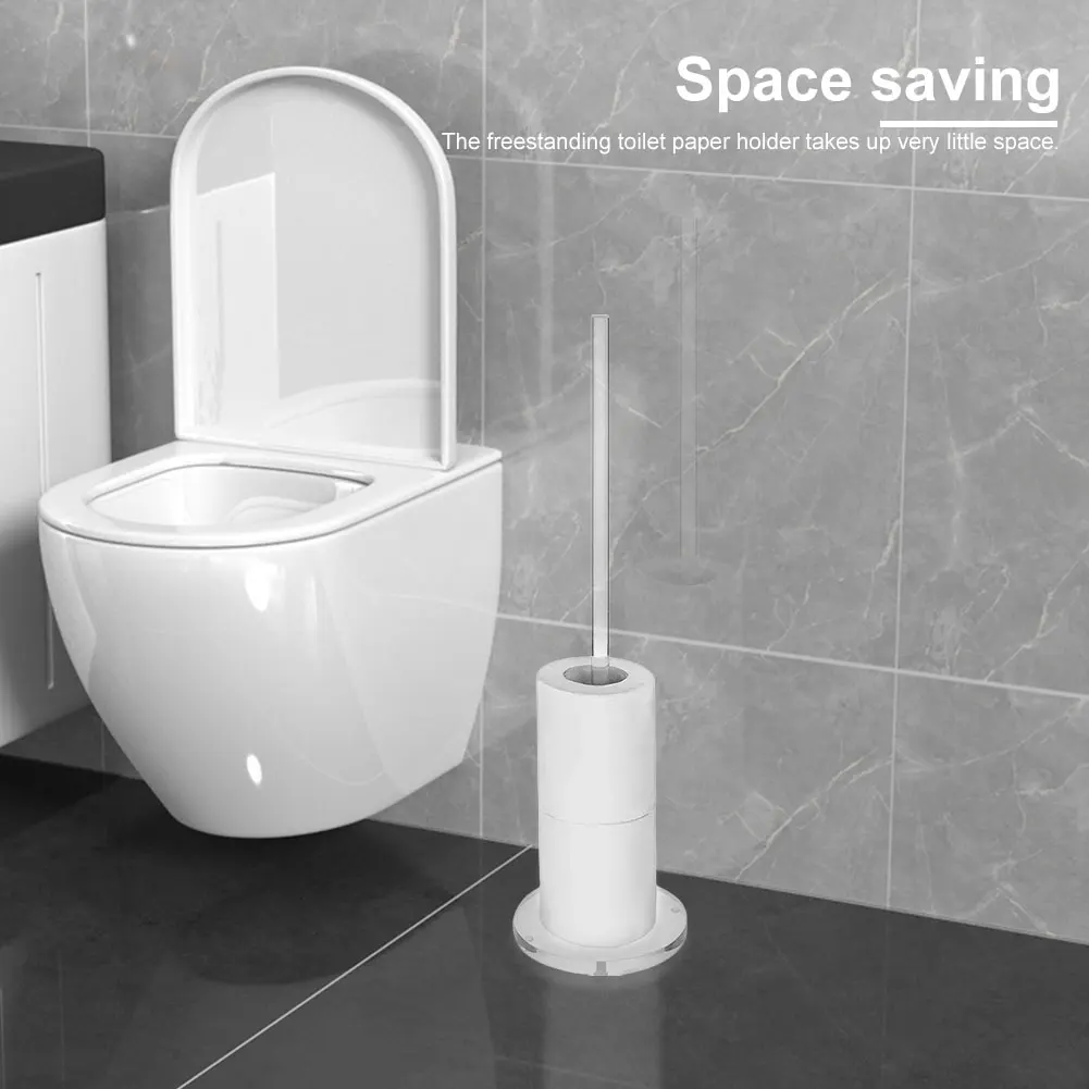 Standing Reserve Tissue Roll Holder Acrylic Toilet Tissue Roll Stand Modern Space Saving for Toilet Spare Rolls Storage