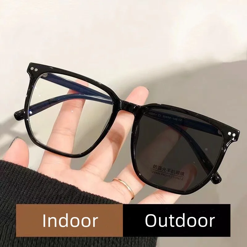 Outdoor Photochromic Myopia Glasses for Women Men Fashion Round Color Changing Minus Eyeglasses Finished Optical Eyewear Diopter