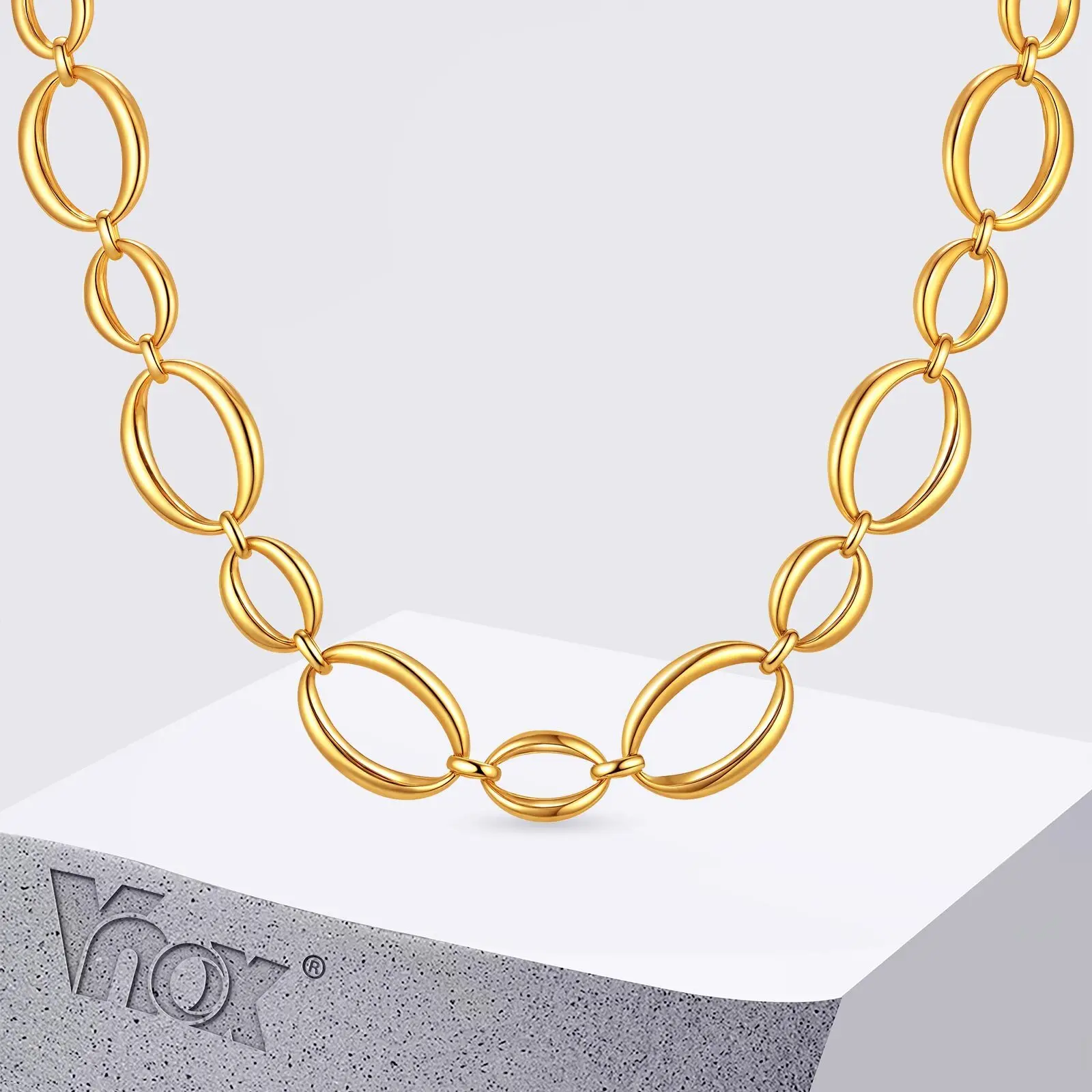 Minimalistische geometrische Halskette aus Edelstahl für Damen, 18 Karat PVD-vergoldet, wasserdichter Schmuck im Großhandel