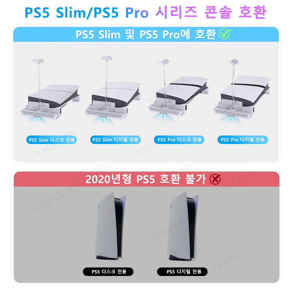 VILCORN 플러시 마운트 PS5 슬림/프로 수평 스탠드(주변 RGB 포함), 로우 프로파일 쿨링 스테이션, TV 유닛에 완벽하게 통합됨