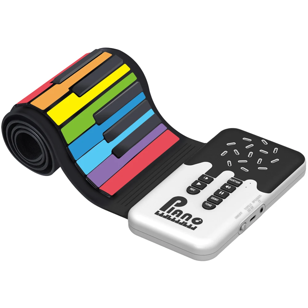 49 Keys Electronic Hand Roll Piano Inner Drum Model Function Educational Toys USB Input Soft Silicone for Music Lovers Beginners