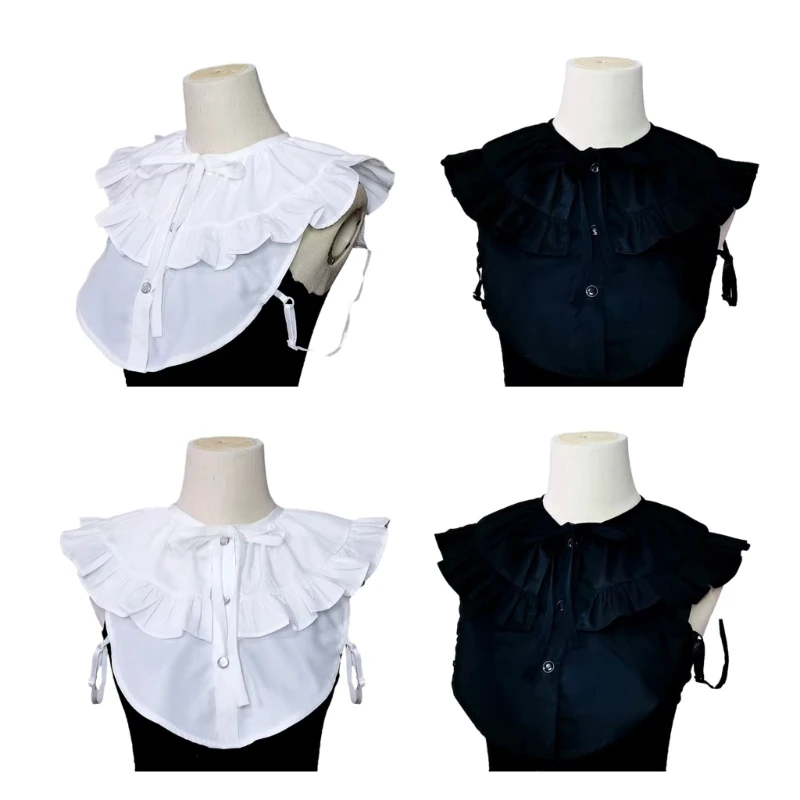 

Peterpan Collar Ruffled Collar White Vintage Large Lapel Half Shirt Collar Sweet Girls Large Lapel Decorative Shawl
