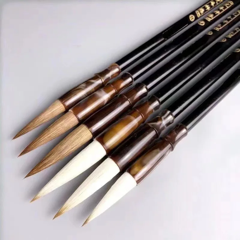 6pcs L/S/M Wooden Calligraphy Brush Pen Set Chinese Calligraphy Painting Brush Pen Wool Weasel Hair Regular Script Writing paint brush,calligraphy brush