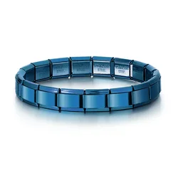 Starry Colors Italian Charm Stainless Steel Bracelet Set - 18 Pieces Wholesale Jewelry (Blue)
