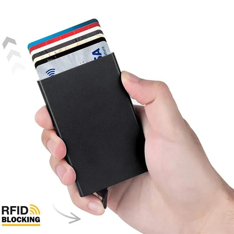 Rfid Smart Wallet Card Holder Metal Thin Slim for Men Women