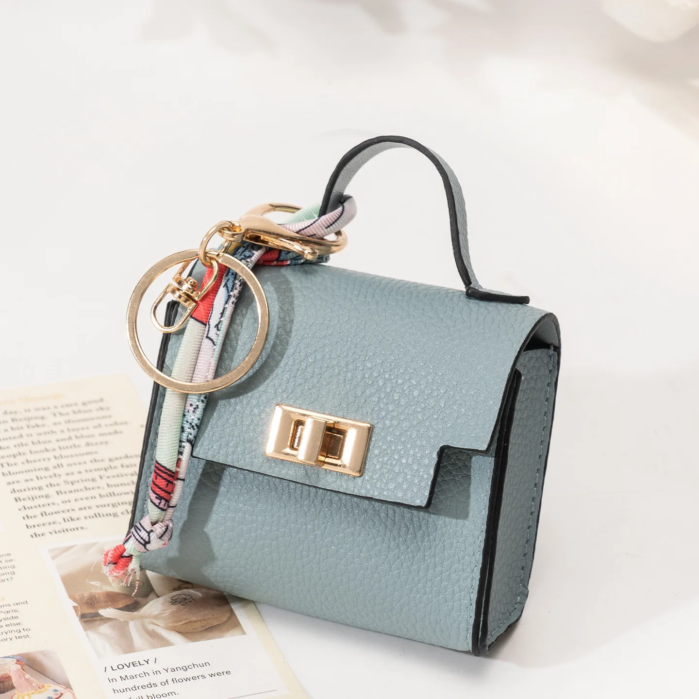 Mini Platinum Wallet: Luxury PU Material Keychain Lipstick & Earphone Bag with Pendant Charm