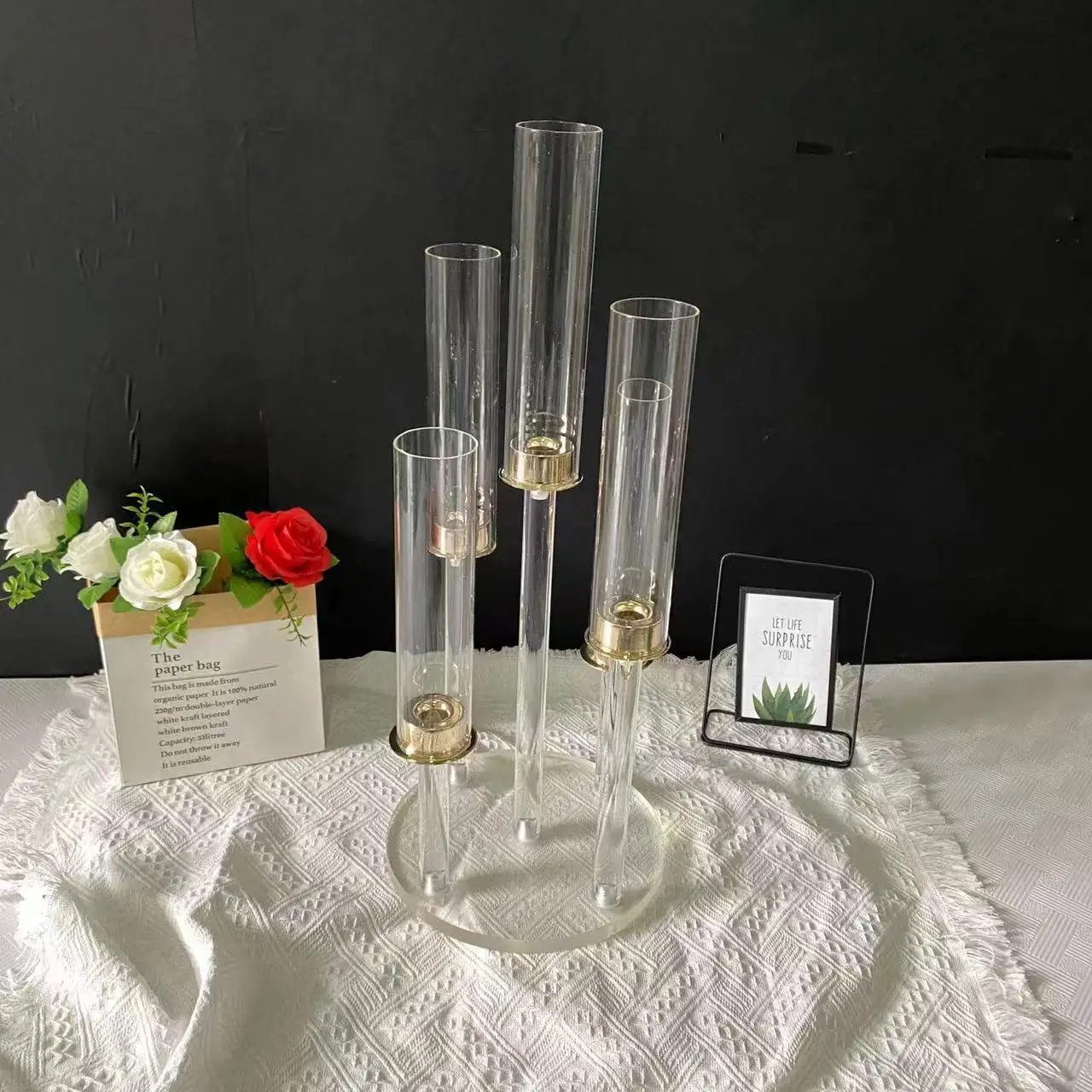 

Акриловый канделябр, подсвечники с 5 головками, Свадебный Цветочный подсвечник, подсвечник для декора отеля, домашвечерние