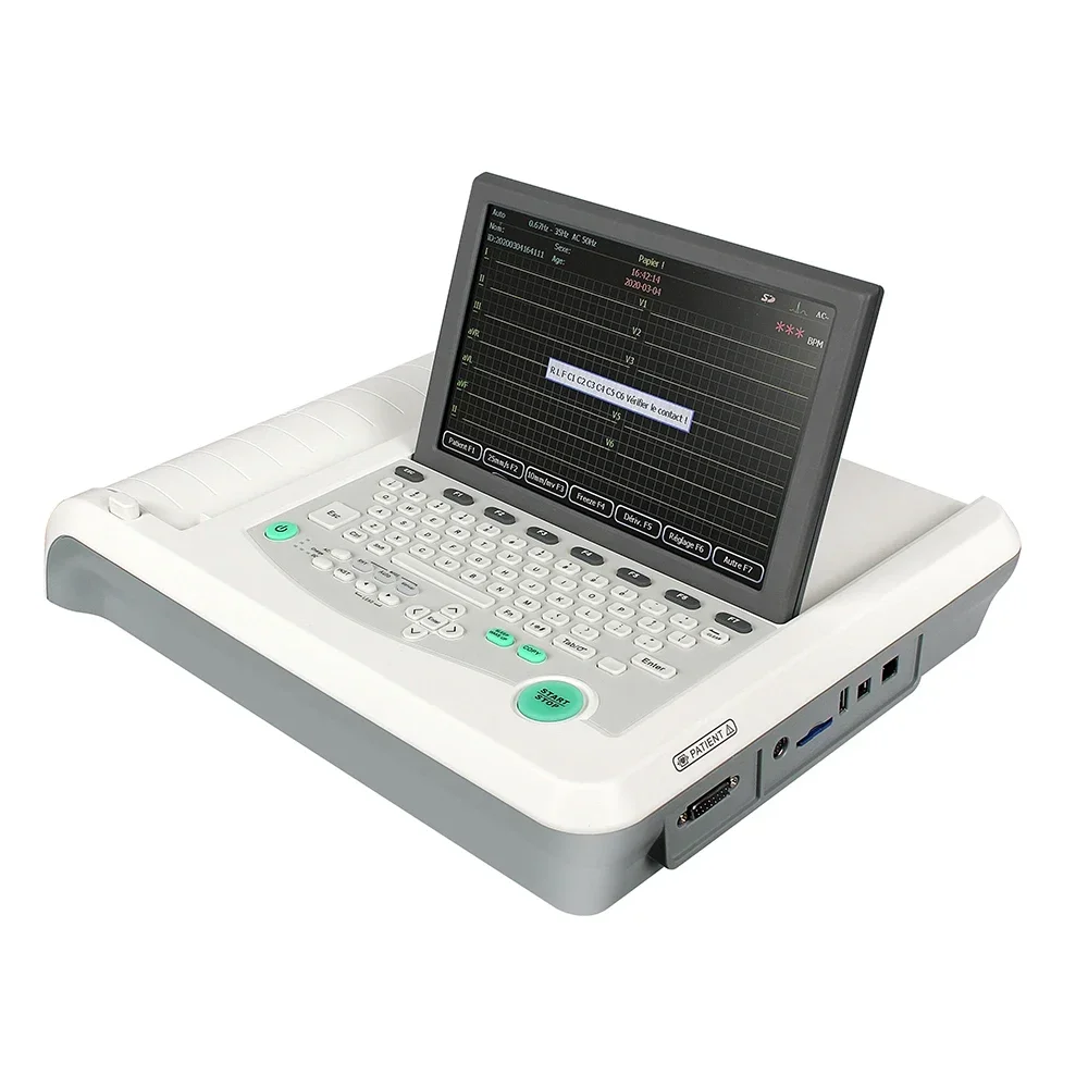 SINOHERO SE1208 ECG Machine 12 Channel 12 lead Electrocardiograph Recorder 10'' Folding LCD Disply Hospital Family ECK Monitor