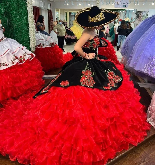 mexican red quinceanera dresses