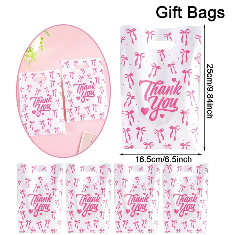 10/20/50 шт. Симпатичні рожеві пакети для цукерок з бантом, подарункові пакети для подяки, упаковка для подарунків, для дітей, дівчаток, на день народження, для свята дитини, для весілля, для декору вечірок