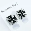 Silver Color Knight Templar Black Cross Earrings Punk Crusaders Band Stud Earring For Women's Fashion Gift Jewelry 1