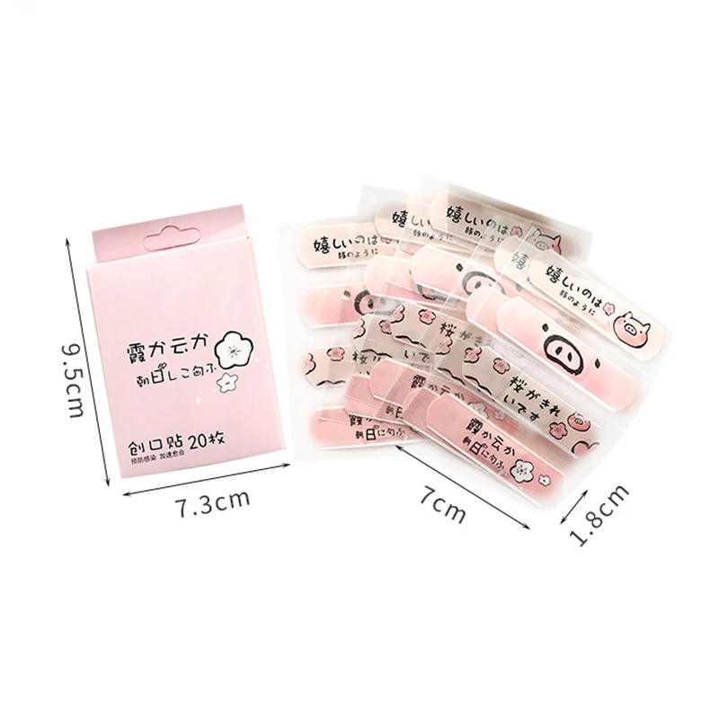20pcs Cartoon Patterned Curved Patch Waterproof Wound Strips Dressing Adhesive Plaster Bandages for Children