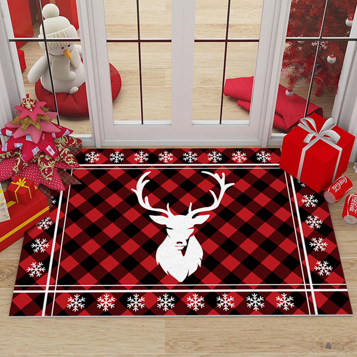 Christmas Doormat Cute Snowman Santa Claus Indoor Rug Decor Home Entrance Floor Welcome Door Mat Doormat Outdoor Decoration