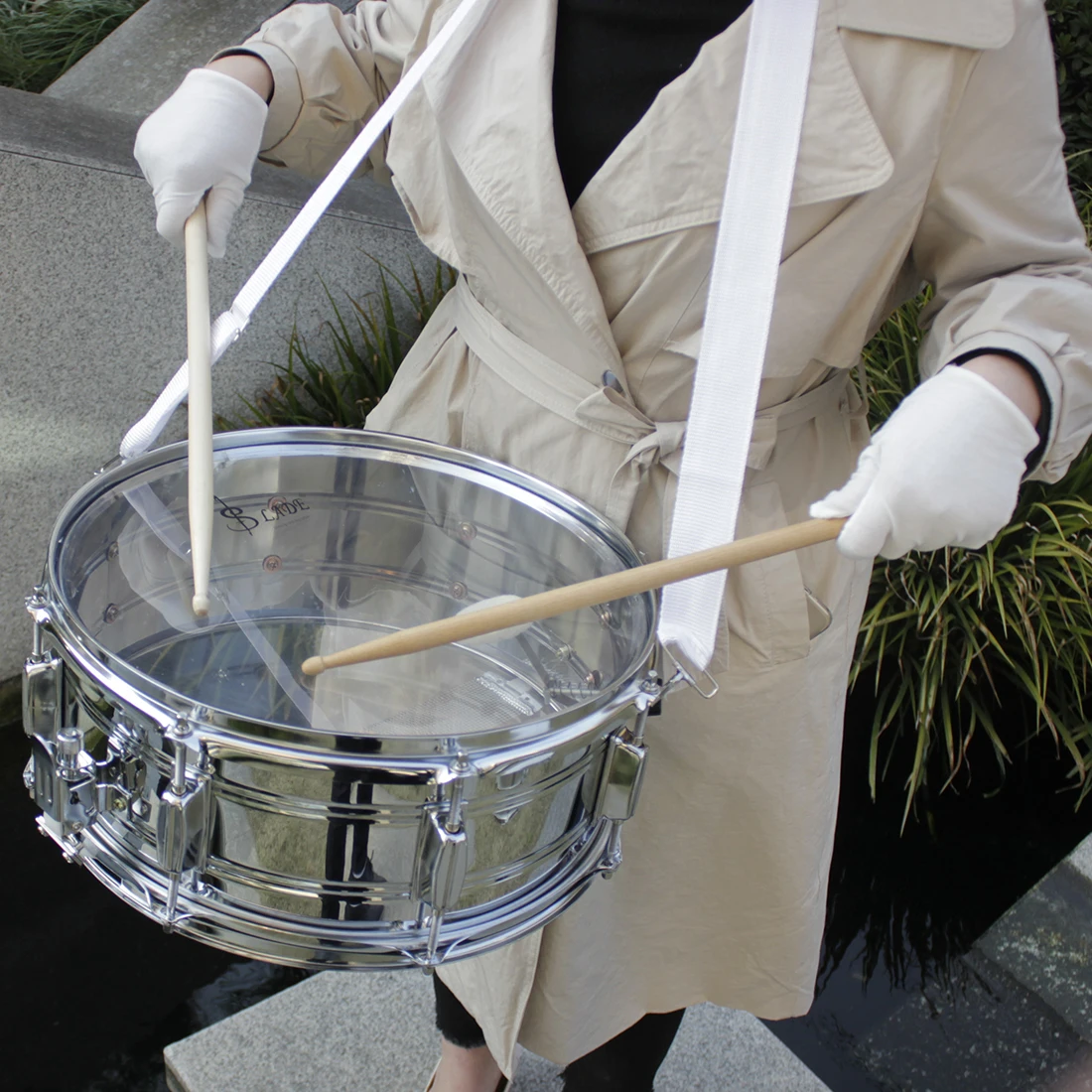 SLADE 14 Inch Snare Drum Nickel Plated Snare Drum Set with Strap Drumstick Professional Percussion Instruments for Practice