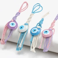 Evil Eye Wall Decor Handmade  Macrame Lucky Eye Plastic Blue Turkish Evil Eye Pendant Keychain Wall Hanging Bead Room Decor Gift 2
