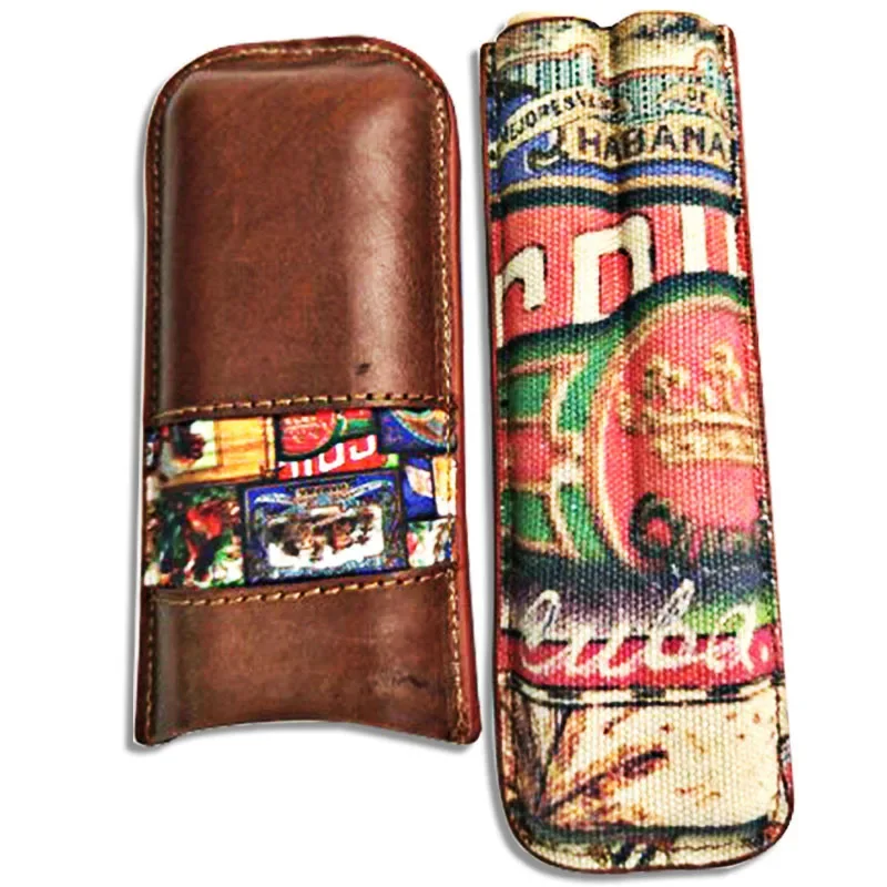 Leather Cigar Case Portable Travel Humidor Storage Bag Mini 2 Tube cigar holder/Box Smoking Pipe Humidor Luxury Box Bag