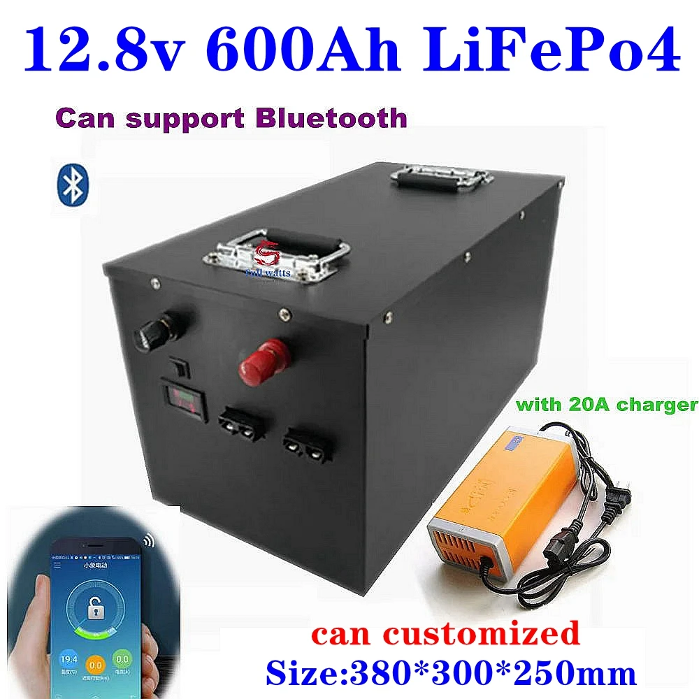 12.8V 600Ah 12V Lifepo4 battery 150A Bluetooth APP for 2000w Solar