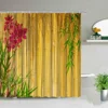 Chinese Style Green Bamboo Series Shower Curtain Set Waterproof Home Bathroom Decor Curtains With Hook Popular Bath Accessories 6