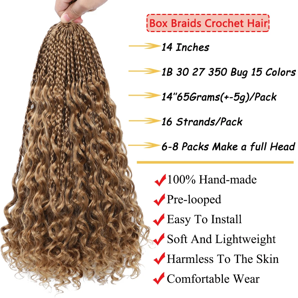 Long Box Braid Crochet Hair Curly Ends 18 Inches Crochet Hair