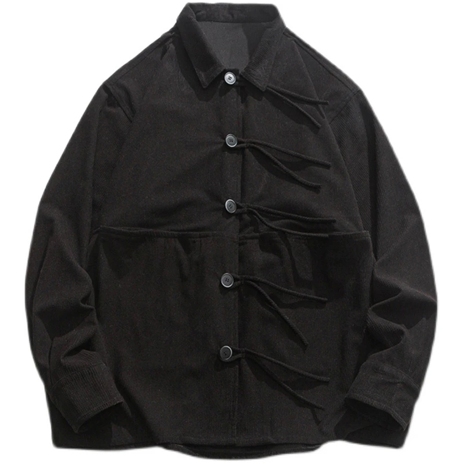Harajuku Jacket Men Spring Autumn Loose Jacket Coats Male Solid Color Cargo Jackets Big Pocket Design