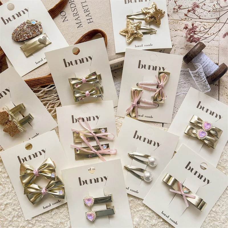 Korean Style New Sweet Golden Children Hairpin Cute Bow Girls Versatile Hair Accessories Baby Hair Clips Parent-child Headwear 5