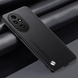 Luxury Leather Matte Carbon Fiber Silicone Phone Case with Full Camera Protection for Honor 200 Pro (Black)