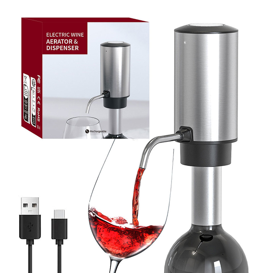 Electric Wine Pourer TYPE-C Rechargeable Wine Aerator Dispenser Pump Automatic Wine Decanter Wine Pourers Diverters Bar Tools