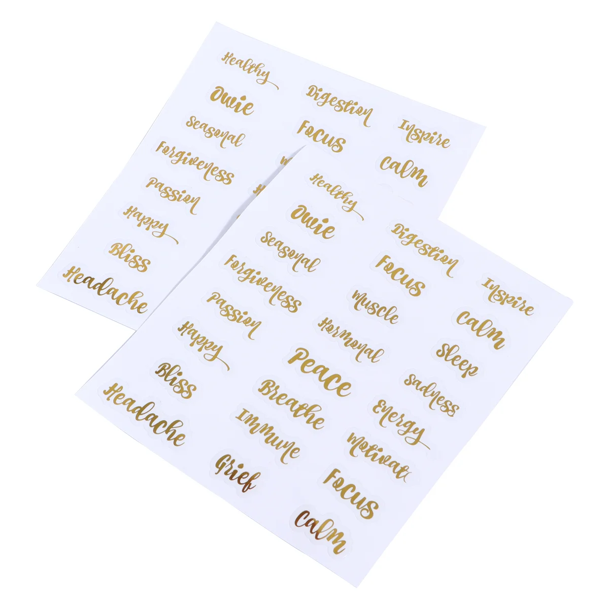 

Paper Gold Letter Pain Wellness Happy Peace Label Sticker Essential Oil Bottle Tags Decorative Sticker DIY Handmade Sticker